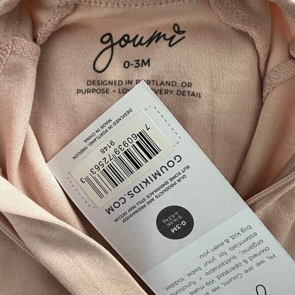 NWT Goumi Kids Rose Footie SZ 0-3 mo Baby Zipper Jumpsuit Pink Bamboo Sleeper - Picture 2 of 3